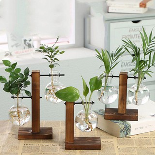 สินค้า Simple Creative Hydroponic Wood Frame Small Vase C Retro Vase Simple Indoor Vase