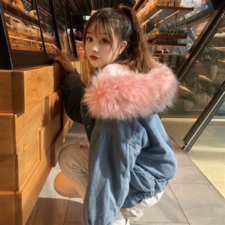 ราคาถูกที่สุด พร้อมส่งจากไทย 🇹🇭   Faux Fur Jacket แจ็คเก็ตยีนส์ขนเฟอร์นุ่ม โอเวอร์ไซส์สไตล์เกาหลี