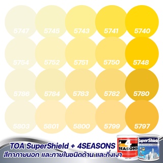 TOA สีภายนอก+ภายใน สีเหลือง 1L  สีทาบ้าน สีอะครีลิค สีทาภายนอกและภายใน เนื้อสีแน่น สีคุณภาพ กันร้อนเยี่ยม