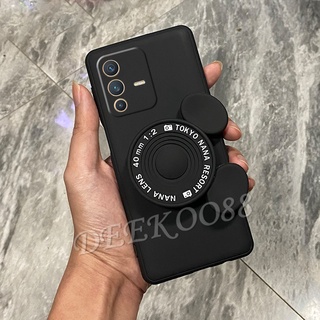 New เคสโทรศัพท์ วีโว่ VIVO V23 5G V23E 4G Handphone Casing Cute Cartoon Stand Holder Soft Case Black Back Cover VIVOV23 Phone Cell Case
