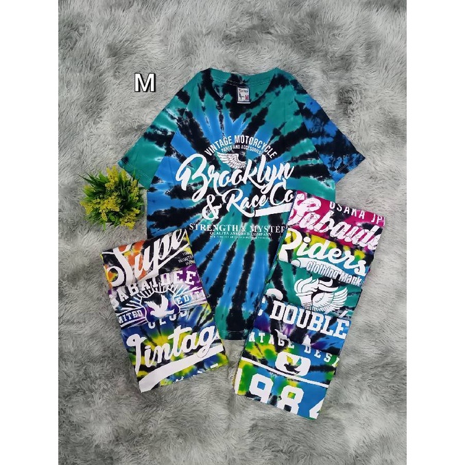 มัดกัด-มัดย้อม-เสื้อยืด-กัดสีสด-สกรีนลายตัวหนังสือ-เสื้อคอกลม-เสื้อใส่เที่ยว-วินเทจ