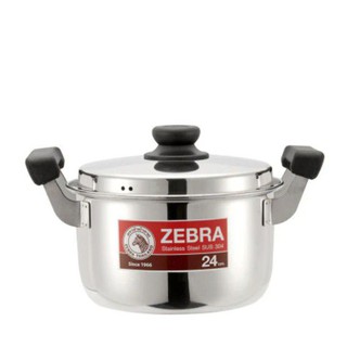 ZEBRA หม้อหุงต้มสเตนเลส พร้อมฝา รุ่น CARRY ขนาด 24 ซม. ผลิตจากสแตนเลสคุณภาพดี เนื้อหนา ทนทาน ใช้งานได้กับเตาทุกประเภท