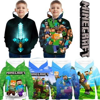 Minecraft เสื้อแจ็กเก็ต เสื้อฮู้ดดี้ แบบสวมหัว ลําลอง ลายเกมกระบะทราย แฟชั่น สําหรับเด็ก ปาร์ตี้ วันหยุด