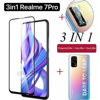 ตรงรุ่น ได้แป็นชุด 3in1 Realme C12/C17/C11/7Pro ฟิล์มเลนส์กล้อง ฟิล์มกระจกเต็มจอ ฟิล์มหลัง ฟิล์มกันกระแทกขอบดำ