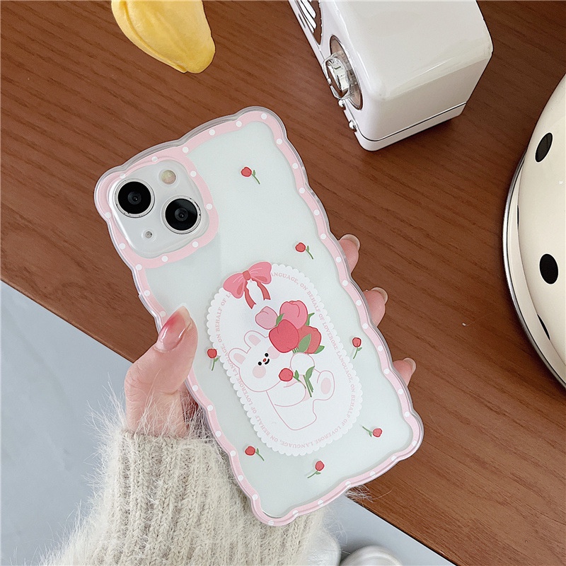 เคสโทรศัพท์มือถือ-ลายกระต่าย-ดอกไม้-สําหรับ-for-iphone-13promax-12-xs-xr-6plus-14