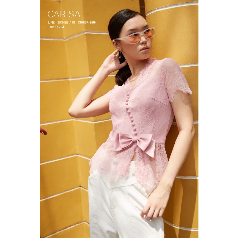 carisa-เสื้อลูกไม้-ลูกไม้ฝรั่งเศสแท้-เนื้อนิ่ม-เกรดพรีเมียม-เนื้อผ้านุ่มสบายผิว-แต่งโบว์น่ารักๆ-4224