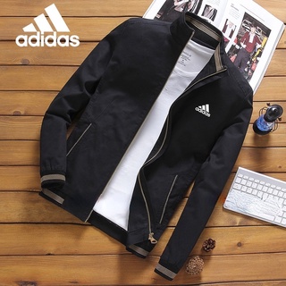 Adidas เสื้อแจ็กเก็ตลําลอง ผ้ากํามะหยี่ แบบหนา กันลม สไตล์เกาหลี เหมาะกับฤดูใบไม้ร่วง และฤดูหนาว สําหรับผู้ชาย