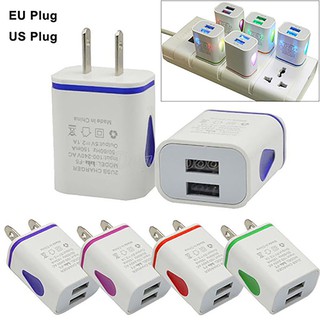 พอร์ต USB คู่ไฟ LED 5V 2.1A ปลั๊กแปลงที่ชาร์จที่บ้านในสหรัฐฯ / EU ปลั๊กไฟสำหรับบ้าน