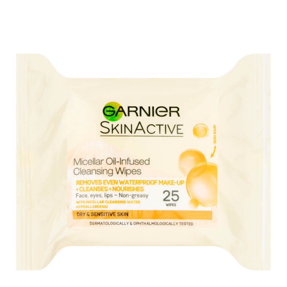 พร้อมส่ง-garnier-micellar-oil-infused-cleansing-wipes-for-dry-amp-sensitive-skin-25-แผ่น