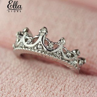 ผู้หญิง Silver Plated Princess ราชินี Rhinestone Crown แหวนแต่งงาน s