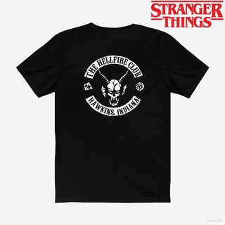 เสื้อยืดโอเวอร์ไซส์เสื้อยืดแขนสั้นลําลอง ทรงหลวม พิมพ์ลาย Stranger Things Hellfire Club พลัสไซซ์S-3XL