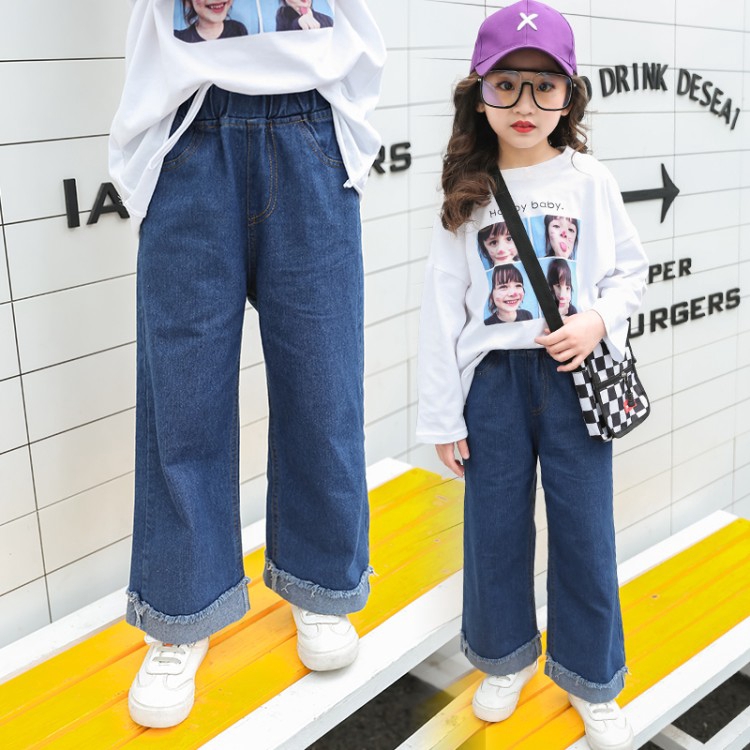 ภาพหน้าปกสินค้ากางเกงยีนส์ขากว้างทรงหลวมสไตล์เกาหลีสำหรับผู้หญิง