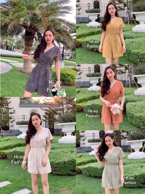 ภาพสินค้าMini Floral jumpsuit (227) จั๊มสูทคอวีแขนสั้น ผ้าชีฟองทรายพิมพ์ลาย จากร้าน beautykloset บน Shopee ภาพที่ 1