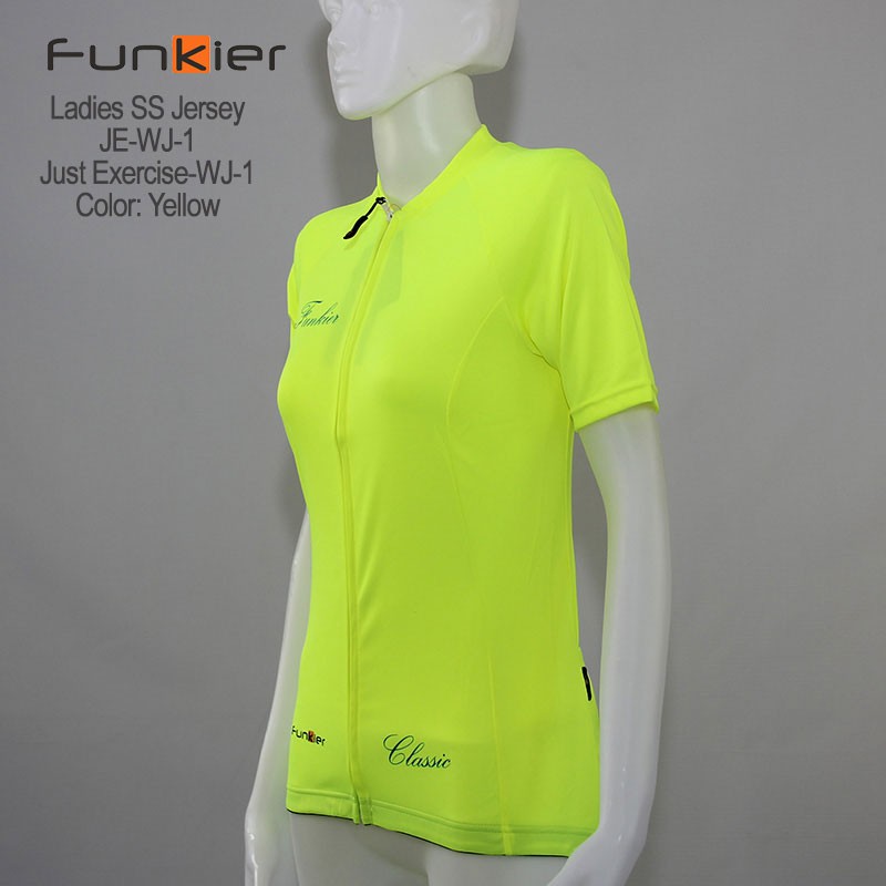 เสื้อจักรยานแขนสั้นผู้หญิง-funkier-just-exercise-สีเหลือง