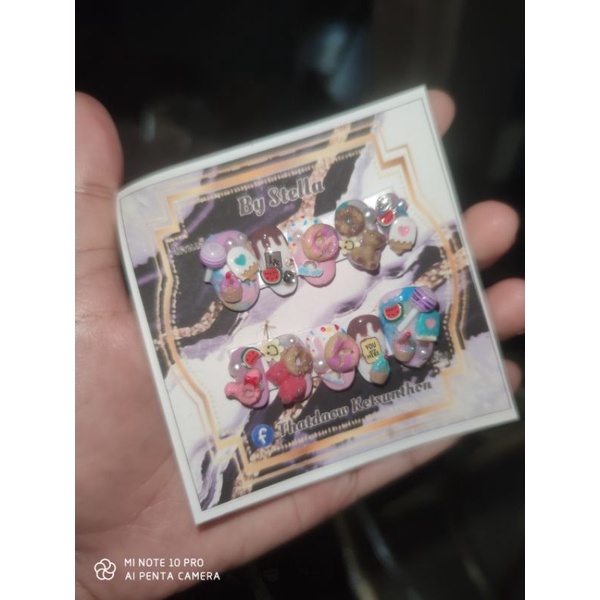 เล็บปลอมสำเร็จรูปงานสีเจล-ลายขนม