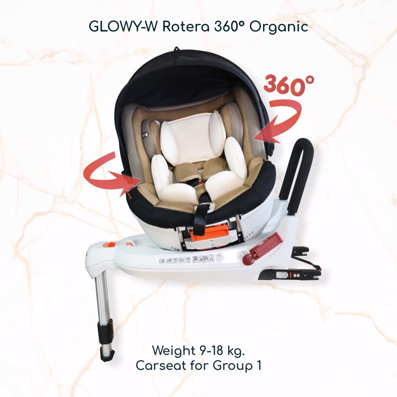 ภาพอธิบายเพิ่มเติมของ GLOWY-W Rotera 360 Canopy Organic Carseat คาร์ซีทรุ่น Rotera 360 (0-18 กก.)
