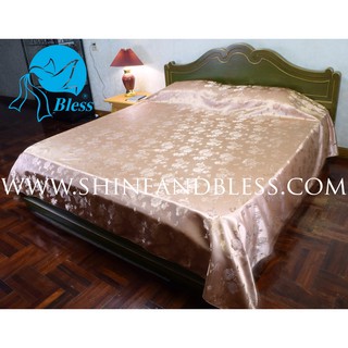 ผ้าแพรคลุมเตียง Bless ขนาด 100x100 นิ้ว สำหรับเตียง 6 ฟุต ผ้าคลุมเตียง