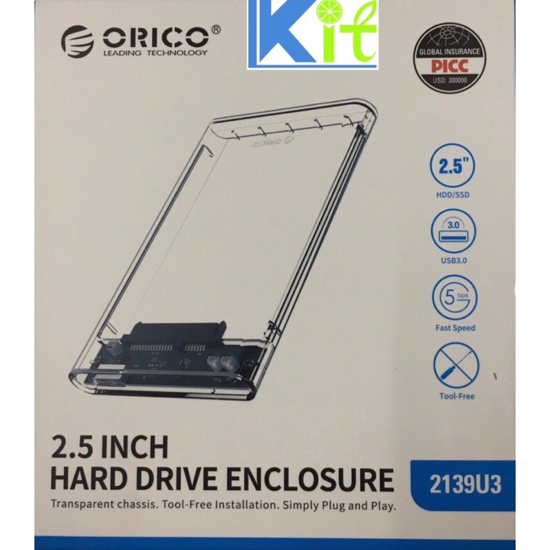 ภาพหน้าปกสินค้าORICO 2139U3 2.5" External Harddrive Enclosure โอริโก้ กล่องอ่าน HDD 2.5" แบบ USB 3.0 จากร้าน lemonkits บน Shopee