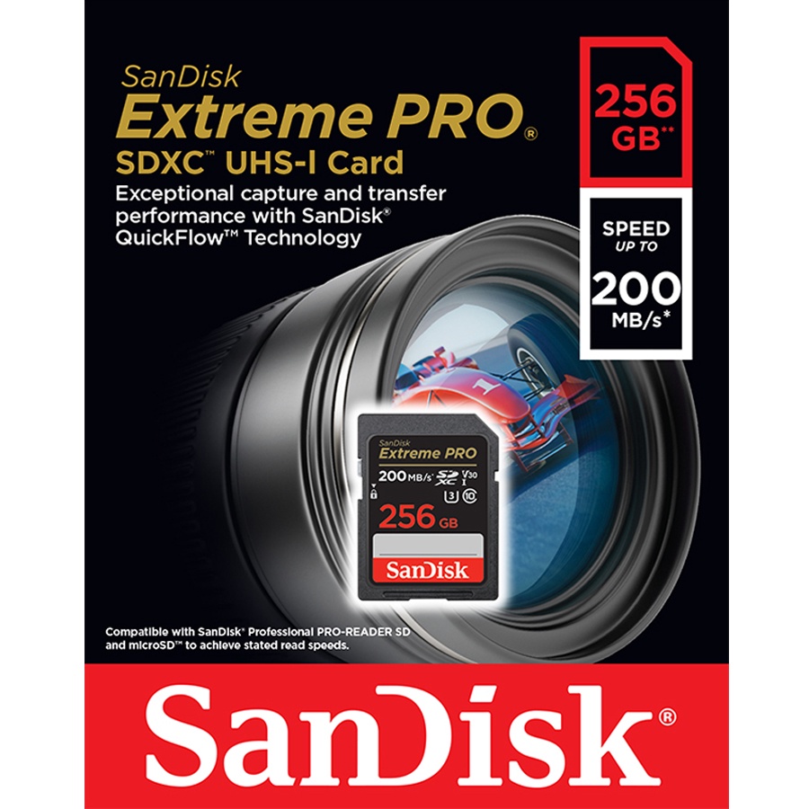 ภาพสินค้าSanDisk Extreme Pro SD Card SDXC 256GB (SDSDXXD-256G-GN4IN) ความเร็วอ่าน 200MB/s เขียน 140MB/s เมมโมรี่การ์ด SDCARD แซนดิส รับประกัน Synnex lifetime จากร้าน sjcam_officialstore บน Shopee ภาพที่ 3