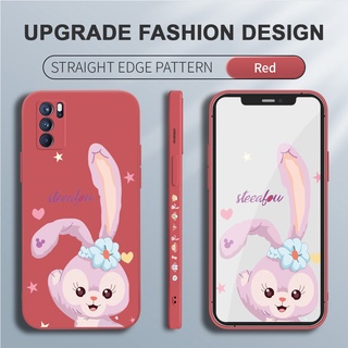  For OPPO Reno6 Z Reno 6 Pro 5G Cute Anime Rabbit Pattern Case Side Design Phone Case Square Edge Pattern Liquid Silicone Casing Full Cover Camera Shockproof Protection Case Cover
