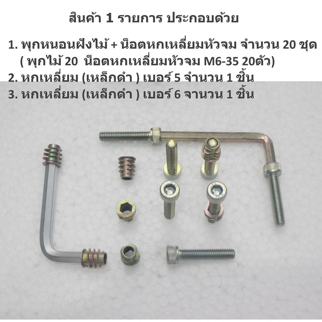 ตัวหนอนฝังไม้-dn612-m6-ปีกบาง0-65mm-พุกตัวหนอนผังไม้-20ชุด-พุกฝังไม้แบบมีปีก-ตัวหนอนผังไม้แบบมีปีก-หนอนฝังไม้แบบมีปีก