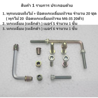 ตัวหนอนฝังไม้-dn612-m6-ปีกบาง0.65mm.-พุกตัวหนอนผังไม้-20ชุด-พุกฝังไม้แบบมีปีก-ตัวหนอนผังไม้แบบมีปีก-หนอนฝังไม้แบบมีปีก