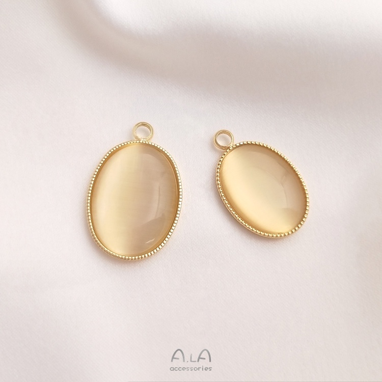 เครื่องประดับdiyไม่จางหาย-จี้ชุบทอง-14k-รูปตาแมว-ทรงกลม-ทรงวงรี-สําหรับทําเครื่องประดับ-ต่างหู-สร้อยข้อมือ-diy
