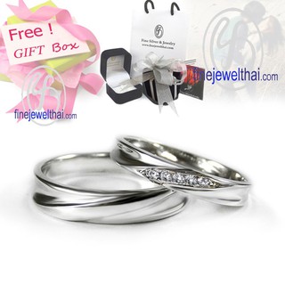 Finejewelthai-แหวนคู่-แหวนเงิน-เงินแท้925-แหวนหมั้น-แหวนเพชร-Couple-Diamond-CZ-Silver-Wedding-Ring-Gift_set38