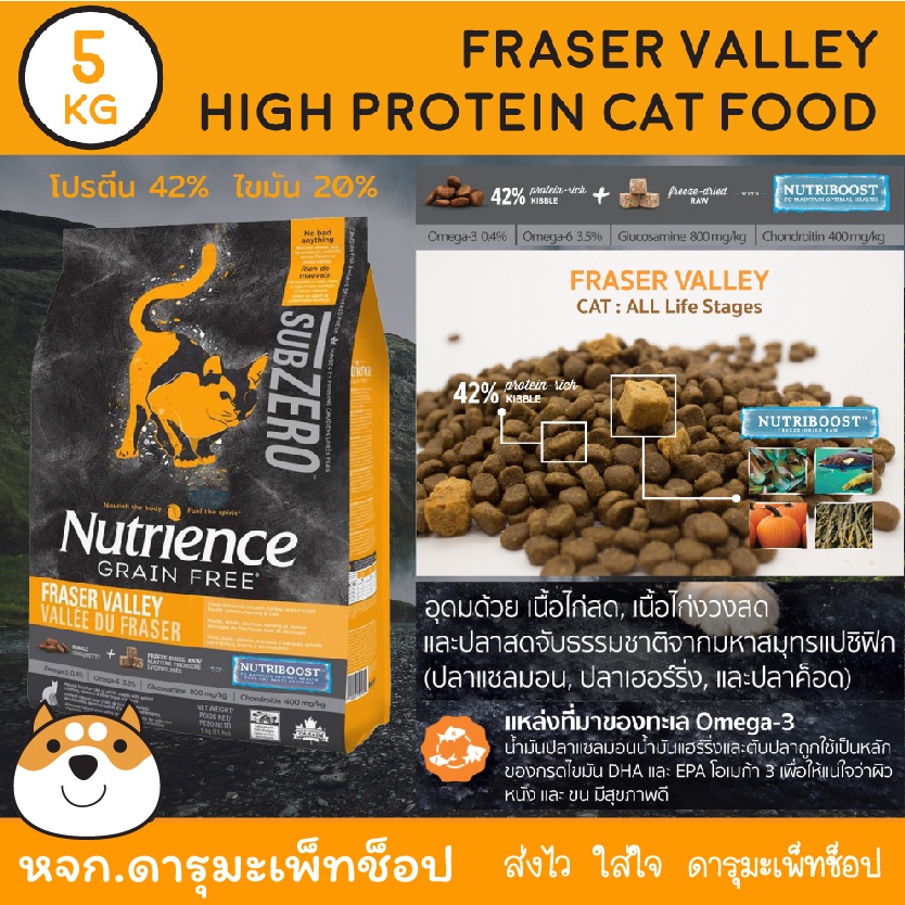 โปรตีนสูง-ขนสวย-กินง่าย-อาหารแมว-nutrience-subzero-fraser-valley-grainfree-และ-canadian-pacific-5kg