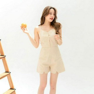 Everydays Look ชุดไปเที่ยว  จั๊มสูท สายเดี่ยว ขาสั้น - Olivia Jumpsuit สี Custard Pudding