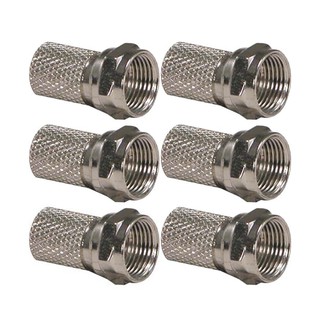 6 ชิ้น หัวต่อสายอากาศทีวี RG6 F-Type Male Twist-On Coax Coaxial Cable RF Connector Adapter F Type TV