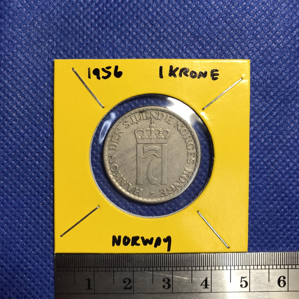 เหรียญเก่า-13486-ปี1956-นอร์เวย์-1-krone-เหรียญต่างประเทศ-เหรียญสะสม-เหรียญหายาก