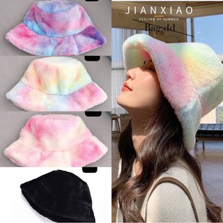 [พร้อมส่งจากไทย] หมวกบัคเก็ตสีพาสเทล หมวกกันหนาว ขนนุ่มฟูมาก สีพาสเทลน่ารักไม่ผิดหวัง