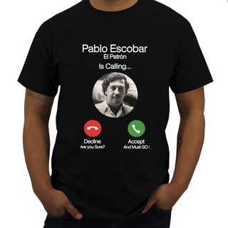 เสื้อยืดผู้ชายคอลูกเรือพิมพ์ลาย Pablo Escobar เสื้อยืดผู้ชาย