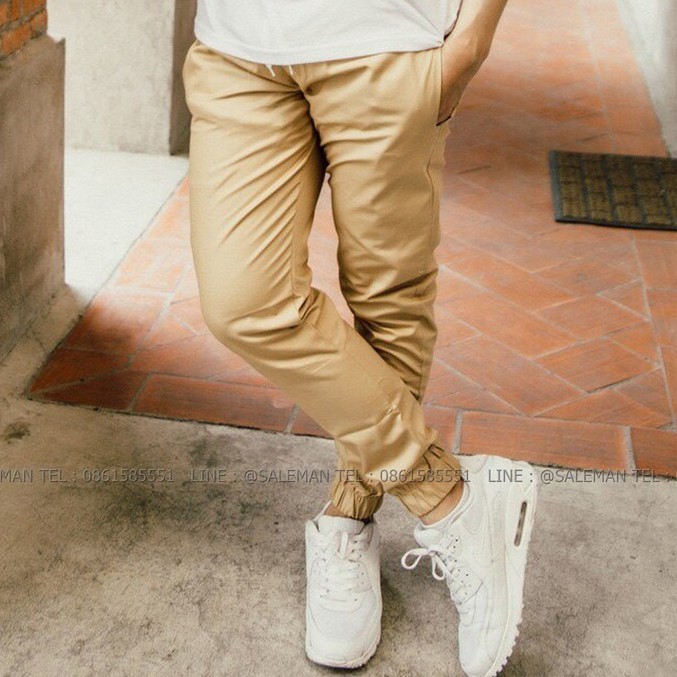 กางเกง-jogger-พรีเมี่ยม-ผ้า-cotton-รหัส-ss601-ครีม-size-l-เอว26-36