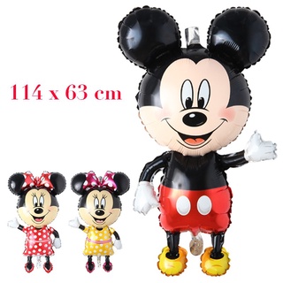 ลูกโป่งฟอยล์ ลายการ์ตูนมิกกี้ มินนี่เมาส์ 3D ขนาด 114 ซม. สําหรับตกแต่งปาร์ตี้วันเกิดเด็ก