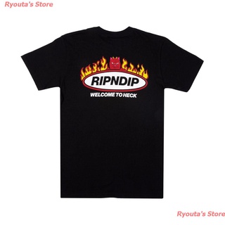 Ryoutas Store 2022 เสื้อยืด Ripndip WELCOME TEE สีดํา (ของแท้) เสื้อยืดผ้าฝ้าย