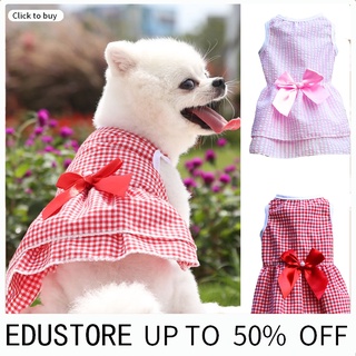 &lt;Sale&gt; ชุดเดรสกระโปรงสําหรับสัตว์เลี้ยงลูกสุนัขลายสก็อตติดโบว์สองขา