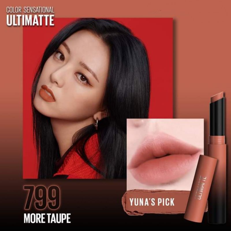 เนียนกว่าใช้ฟิลเตอร์ Maybelline Ultimatte Lipstick 799 สีน้ำตาลตุ่น ๆ อิฐ ๆ  โทนสียอดฮิตของสาว ๆ | Shopee Thailand