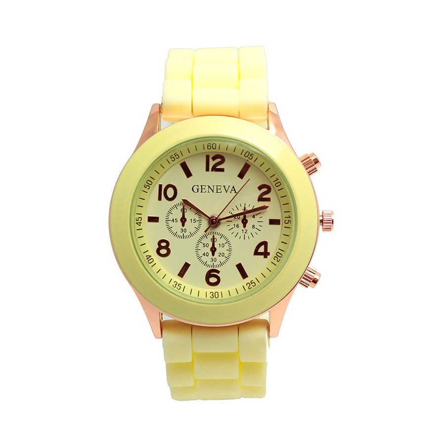 geneva-นาฬิกาข้อมือผู้หญิงสีเหลือง-สายยาง