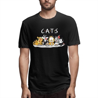 เสื้อยืดผ้าฝ้ายพิมพ์ลายขายดี เสื้อยืดแขนสั้นลําลอง พิมพ์ลายแมว LLM Tigger Sylvester Garfield Tom Felix As Friends คุณภาพ