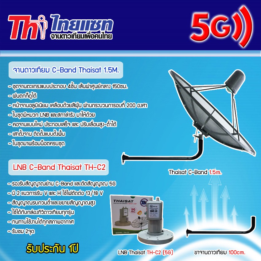 ชุดจานดาวเทียม-thaisat-c-band-1-5m-lnb-thaisat-รุ่น-th-c2-5g-พร้อมขาตั้งจานดาวเทียม-เลือกขาได้