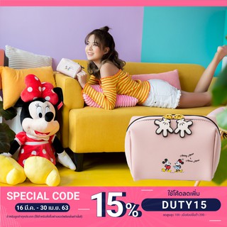 กระเป๋าถือ PU คลัทช์ Disney limited edition Mickey Minnie กระเป๋าถือมิกกี้เมาส์ มินนี่เมาส์ สีชมพูอ่อน หนังเทียม PU