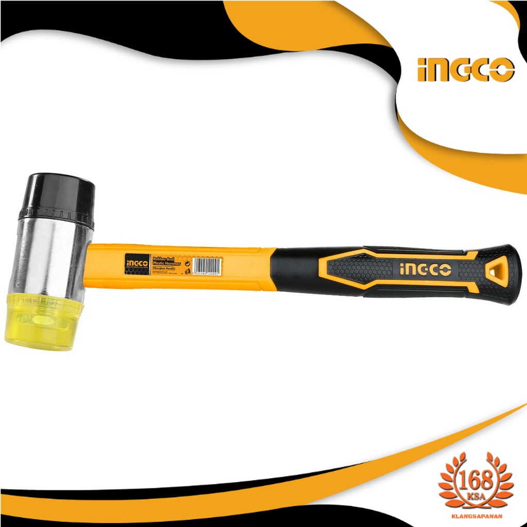 INGCO ค้อน หัวยาง + หัวพลาสติก ด้ามไฟเบอร์ หน้าค้อน 40มม. รุ่นHRPH8140