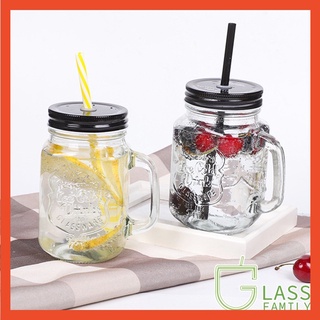 Gf แก้วน้ําพร้อมฝาปิดและฝาปิดสําหรับใส่เครื่องดื่ม Mason Jar Mason Jar Jar 450มล.