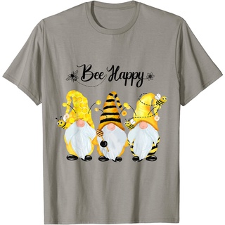 เสื้อยืดผ้าฝ้ายพรีเมี่ยม เสื้อยืด พิมพ์ลาย Bee Happy Bee Gnome แฟชั่นฤดูใบไม้ผลิ