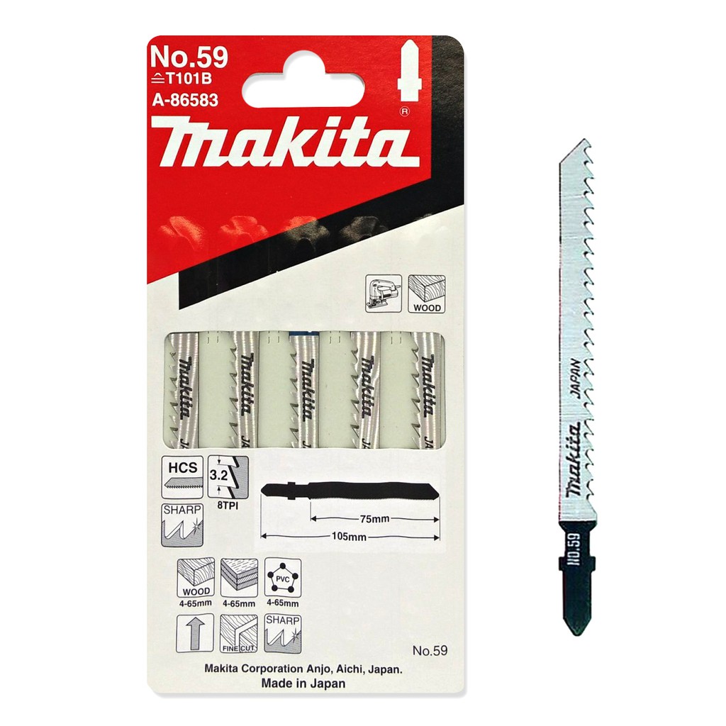 makita-no-59-ใบเลื่อยจิ๊กซอท้ายแหลม-สำหรับตัดเหล็กตัดไม้-ตัดpvc-ความหนา-4-65มม-1แพ็คเกจบรรจุ-5ใบ