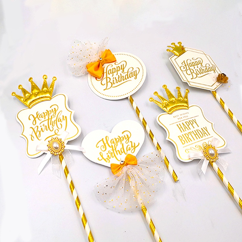 golden-crown-ป้ายท็อปเปอร์-รูปมงกุฎ-happy-birthday-สําหรับตกแต่งเค้กวันเกิด