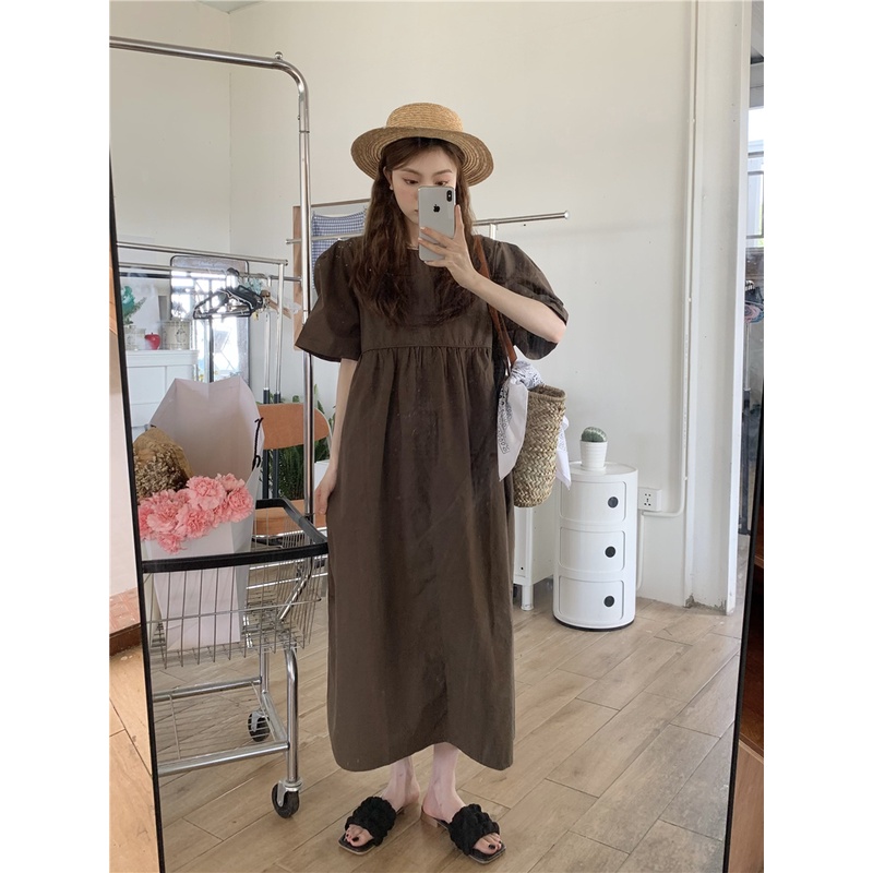 chawy-พร้อมส่ง-honey-minimal-dress-c3315-เดรสยาวมินิมอล-เดรสผูกโบว์หลัง