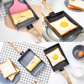 ♤Aluminum Alloy Non-Stick Coating Frying Pan Smokeless Wooden Anti-Scalding Handle Egg Omelette Pan Cookware Kitchen Ute